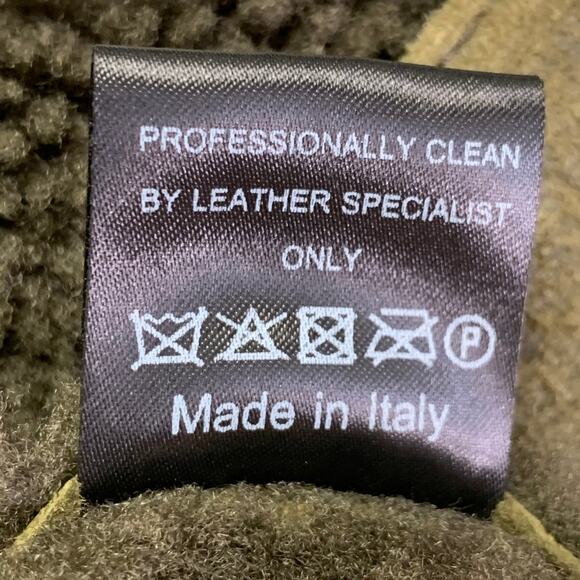 TODD SNYDER Size M Olive Green Lambskin Shearling Bomber Jacket - Picture 10 of 10